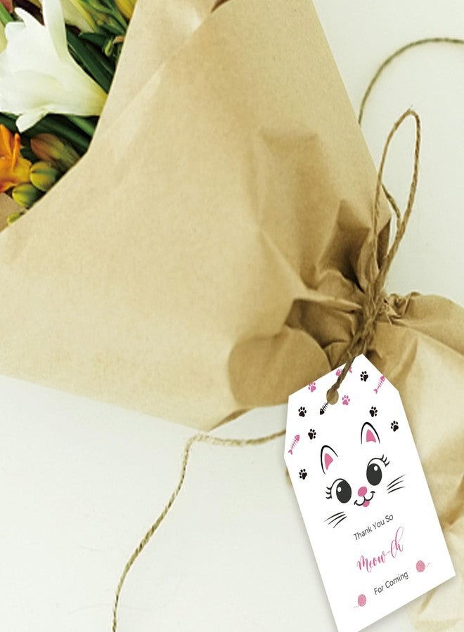 FORSHEEP 50pcs Cat Thank You Tags, Kitty Gift Tag with String for Birthday Party, Thank You Paper Tags for Girl Birthday/Pet Cat Themed Gender Reveal Party Favors - Image 5